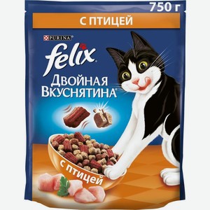 Сухой корм для кошек Felix Двойная вкуснятина с птицей 750г