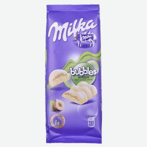 Шоколад белый Milka Bubbles пористый с фундуком, 83 г