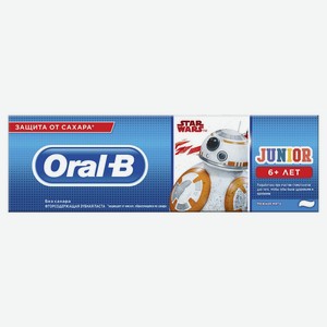 Зубная паста Oral-B Junior Звездные войны с мягким мятным вкусом, для детей от 6 лет, 75 мл, шт