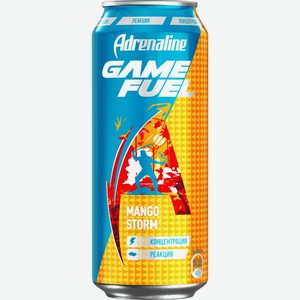 Напиток безалкогольный ADRENALINE Game Fuel Манго энергетический газ. ж/б, Россия, 0.449 L