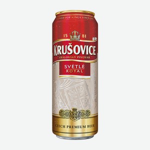 Пиво Крушовице светлое фильтрованное пастеризованное 4,2% 0,43л ж/б Хейнекен