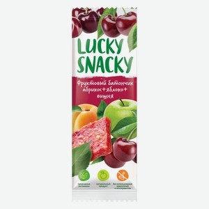 Батончик фруктовый Lucky Snacky неглазированный с абрикосом, яблоком и вишней, 30 г