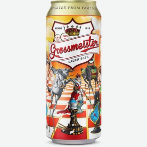 Пиво Grossmeistеr светлое фильтр пастер 4,8% 0,5л ж/б Смарт Логистик (Нидерланды)