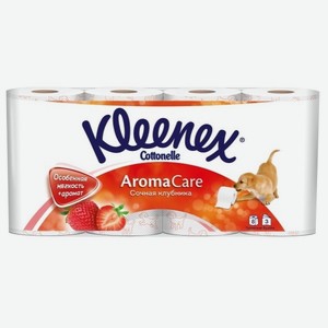 Туалетная бумага Kleenex 8 шт Ароматизированная Клубника 3х-слойная