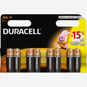 Батарейки Duracell Basic алкалиновые AA 8шт