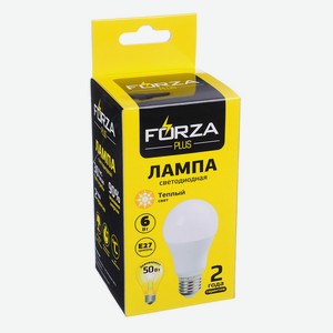 Лампа светодиодная Forza А60 6W E27 3000К, шт