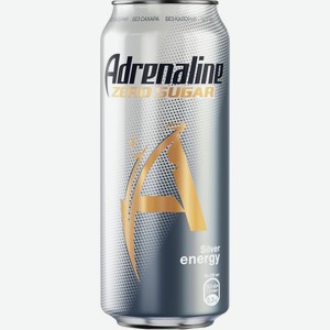 Напиток безалкогольный ADRENALINE Rush Zero Silver тониз. энергет. газ. ж/б, Россия, 0.449 L