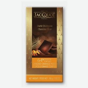 Шоколад темный Jacquot с цукатами из апельсиновых корочек, 100 г