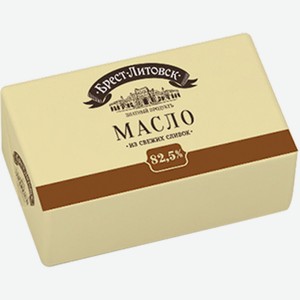 Масло Брест-Литовск сладко-сливочное несоленое 82,5%, 450 г