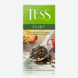Чай Tess Flirt зеленый с белым персиком и клубникой, 25х1,5 г