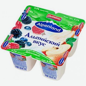 Йогуртный продукт Alpenland с лесными ягодами, яблоком и грушей 0,3%, 95 г