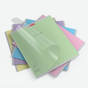 Тетрадь школьная ученическая с пластиковой обложкой на скобе ErichKrause Классика CoverPrо ассорти, А5+, 24 листа, линей