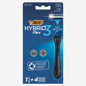 Бритва мужская, BIC Hybrid 3 Flex, 1 ручка и 4 сменные кассеты