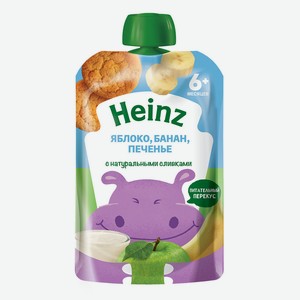 Пюре Heinz яблоко/банан/печенье/сливки с 6 мес 90г г/п