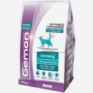 Корм Gemon Cat Urinary для профилактики мочекаменной болезни для взрослых кошек с курицей и рисом