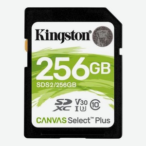 Карта памяти SDXC UHS-I U3 Kingston Canvas Select Plus 256 ГБ, 100 МБ/с, Class 10, SDS2/256GB, 1 шт., переходник без адаптера
