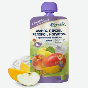 Пюре Fleur Alpine Органик манго-персик-яблоко-йогурт от 6 месяцев 0,12 кг