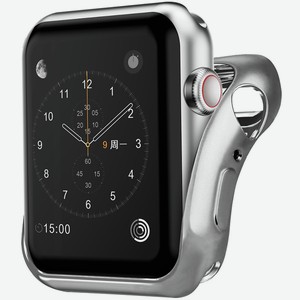 Бампер для Apple Watch InterStep 38mm Спортивный, силикон, серебро