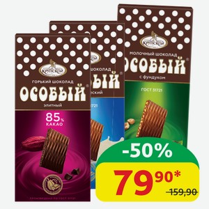 Шоколад Особый в ассортименте, 25-85%, 88 гр