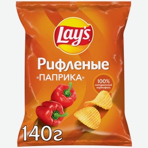 Чипсы картофельные LAY S Рифленые паприка, Россия, 140 г