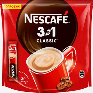 Кофе растворимый NESCAFE 3в1 Classic натуральный м/у, Россия, 290 г