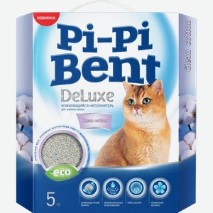 Наполнитель Pi-Pi-Bent DeLuxe Clean Cotton комкующийся для кошек 5кг