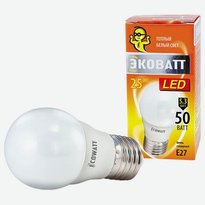 Лампа св/д.. P45 230В 5.3(50)W 2700K миньон теп.бел.свет шарик Ecowatt, 0,065 кг