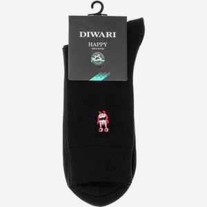 Носки мужские Diwari Happy с вышивкой Монстр цвет: чёрный/красный, 27 (41-42) р-р
