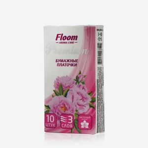 Бумажные носовые платочки Floom 3х-слойные   цветочные   10шт