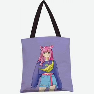 Сумка-шоппер Арт и Дизайн Anime Girl цвет: сиреневый, 35×42 см