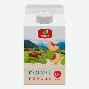 БЗМЖ Йогурт питьевой Окей персик 1,5% 450г