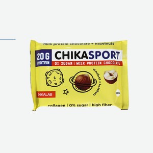 Шоколад протеиновый Chikalab Chika Sport молочный с фундуком 100 г