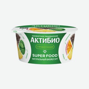 Йогурт Актибио ананас-маракуйя-шпинат-чиа 2.2%, 140г Россия