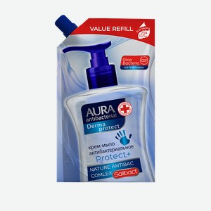 Крем-мыло антибактериальное AURA Derma Protect дой-пак 500мл, 0,5 кг
