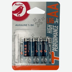 Батарейки АШАН Красная птица Premium алкалиновые AA LR06, 4 шт