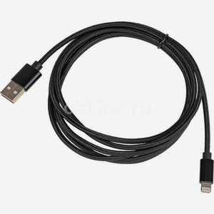 Кабель Lightning (m) - USB (m), 2м, в оплетке, 2.4A, черный
