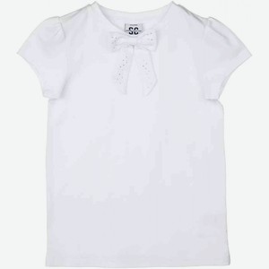 Блузка для девочки Playtoday School с короткими рукавами и бантом цвет: белый, 164 р-р