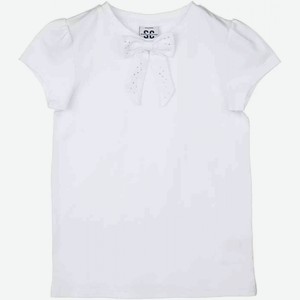 Блузка для девочки Playtoday School с короткими рукавами и бантом цвет: белый, 134 р-р