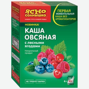 Каша овсяная Ясно Солнышко с лесными ягодами, порционная 1 шт. 45 г
