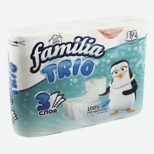 Туалетная бумага Familia Трио Санни фрут 3 слоя, 12 рулонов.