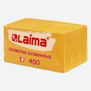 Салфетки бумажные Laima Big Pack, 100% целлюлоза, 24х24 см, жёлтые, 400 шт (114726)