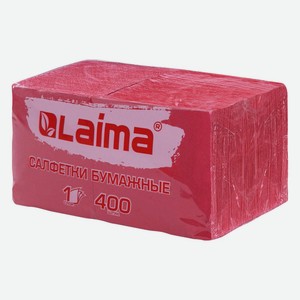 Салфетки бумажные Laima Big Pack, 100% целлюлоза, 24х24 см, красные, 400 шт (114727)