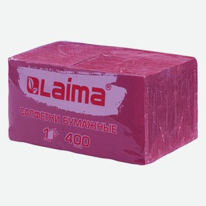 Салфетки бумажные Laima Big Pack, 100% целлюлоза, 24х24 см, бордовые, 400 шт (114725)