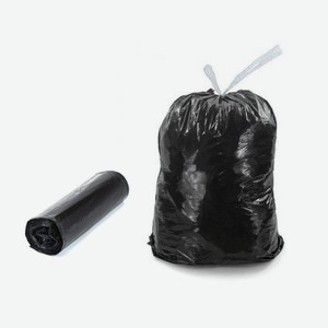 Пакеты для мусора с завязками 40л , 30шт., ПНД , рулон, черный