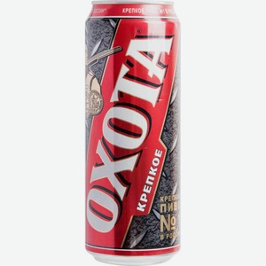 Пиво Охота Крепкое светлое пастеризованное 8,1 % алк., Россия, 0,43 л
