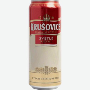Пиво Krusovice светлое в банке 4,2 % алк., Россия, 0,43 л