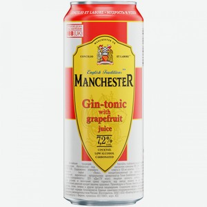Джин-тоник  Manchester со вкусом грейпфрута 7.2%, 0.45 л