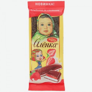 Шоколад Алёнка Клубника со сливками, 87 г (Красный Октябрь)
