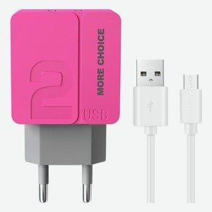 Сетевое зарядное устройство More Choice NC46m 1m Pink