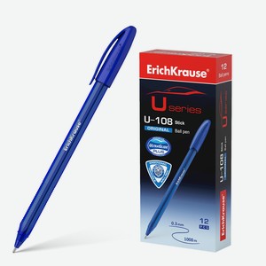 Ручка Erich Krause Original шариковая Stick U-108 синяя, 12шт Индия